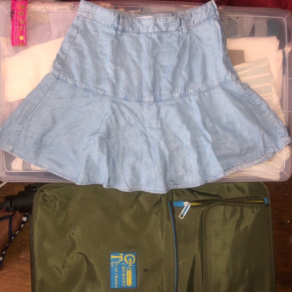 Zara Light Blue Denim Circle Skirt